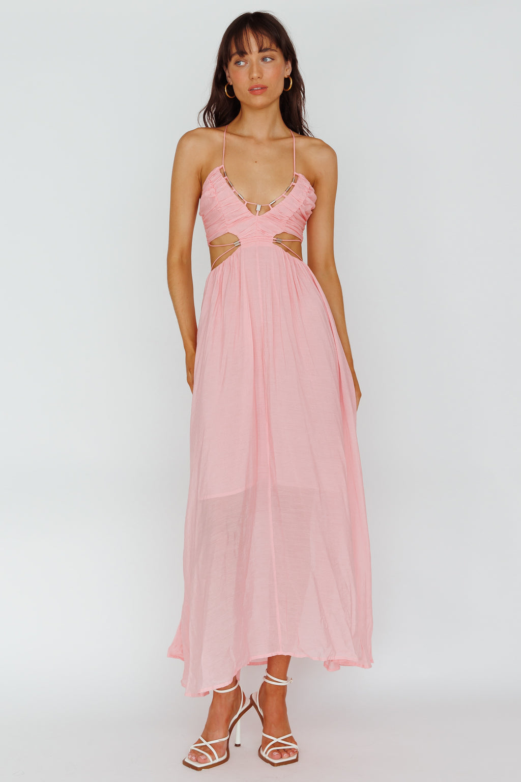 Tenyl Open Back Strappy Midi Dress Blush by Selfie Leslie Australia