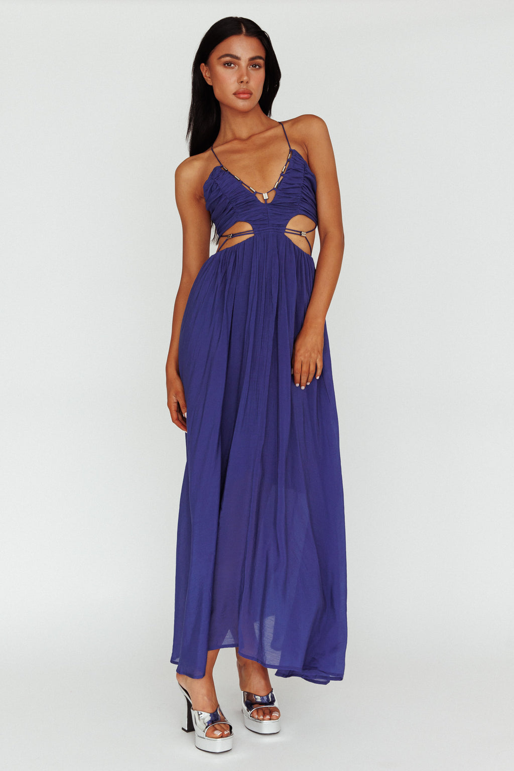 Tenyl Open Back Strappy Midi Dress Navy by Selfie Leslie Australia