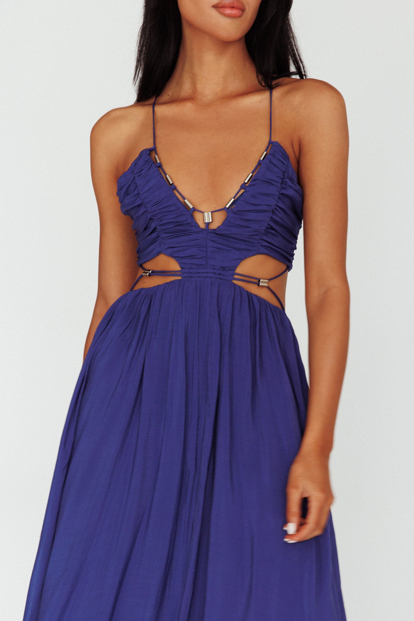 Tenyl Open Back Strappy Midi Dress Navy by Selfie Leslie Australia