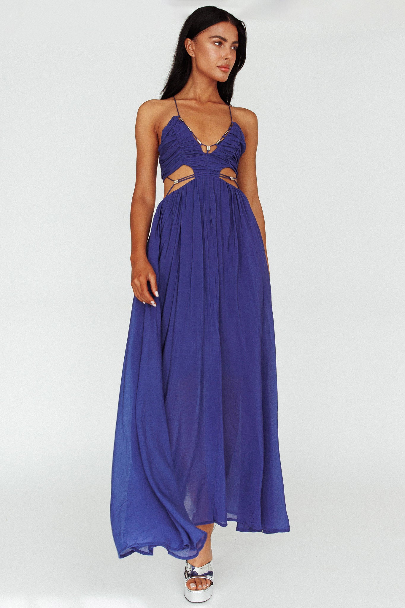 Tenyl Open Back Strappy Midi Dress Navy by Selfie Leslie Australia