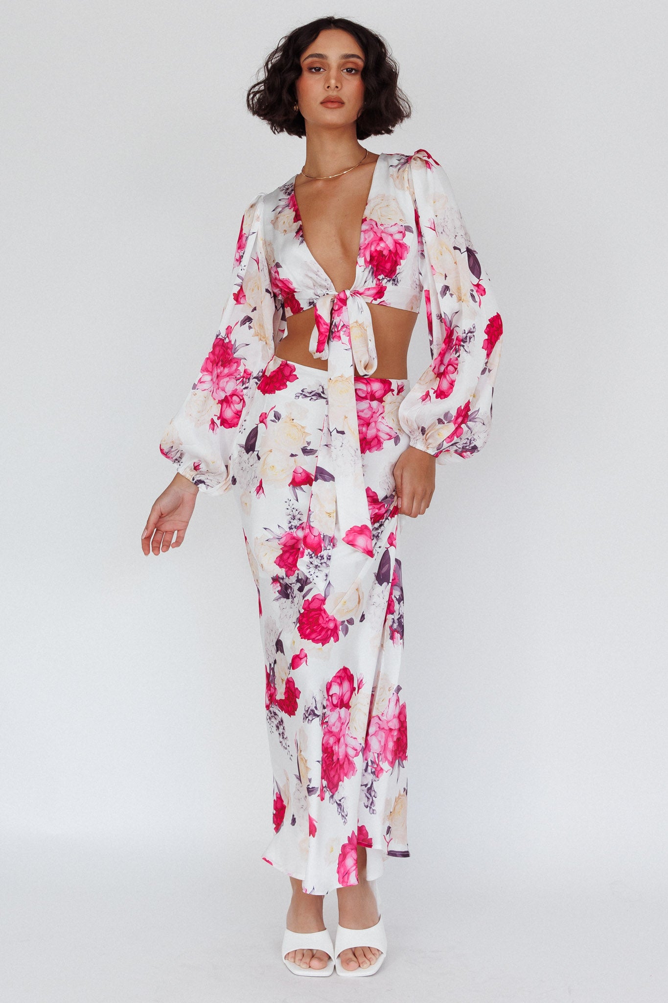 Meet Me In Fiji Maxi Skirt Floral Pink by Selfie Leslie Australia
