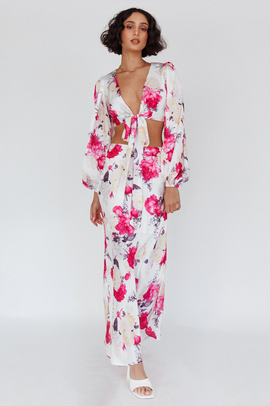 Meet Me In Fiji Maxi Skirt Floral Pink by Selfie Leslie Australia