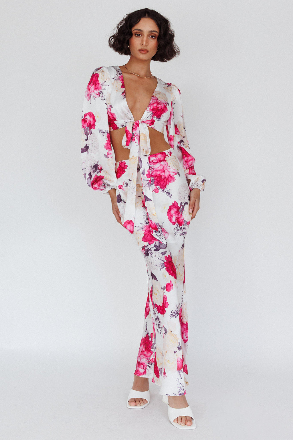 Meet Me In Fiji Tied Top Floral Pink by Selfie Leslie Australia