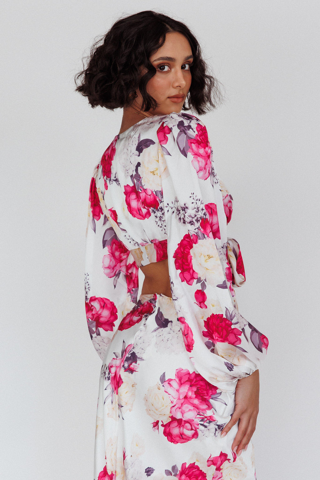 Meet Me In Fiji Tied Top Floral Pink by Selfie Leslie Australia