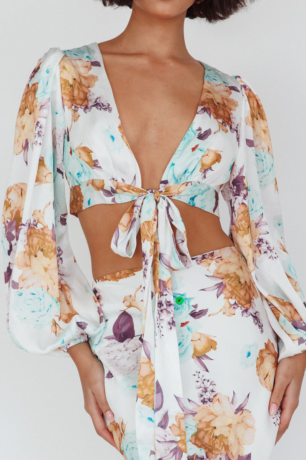 Meet Me In Fiji Tied Top Floral Yellow by Selfie Leslie Australia