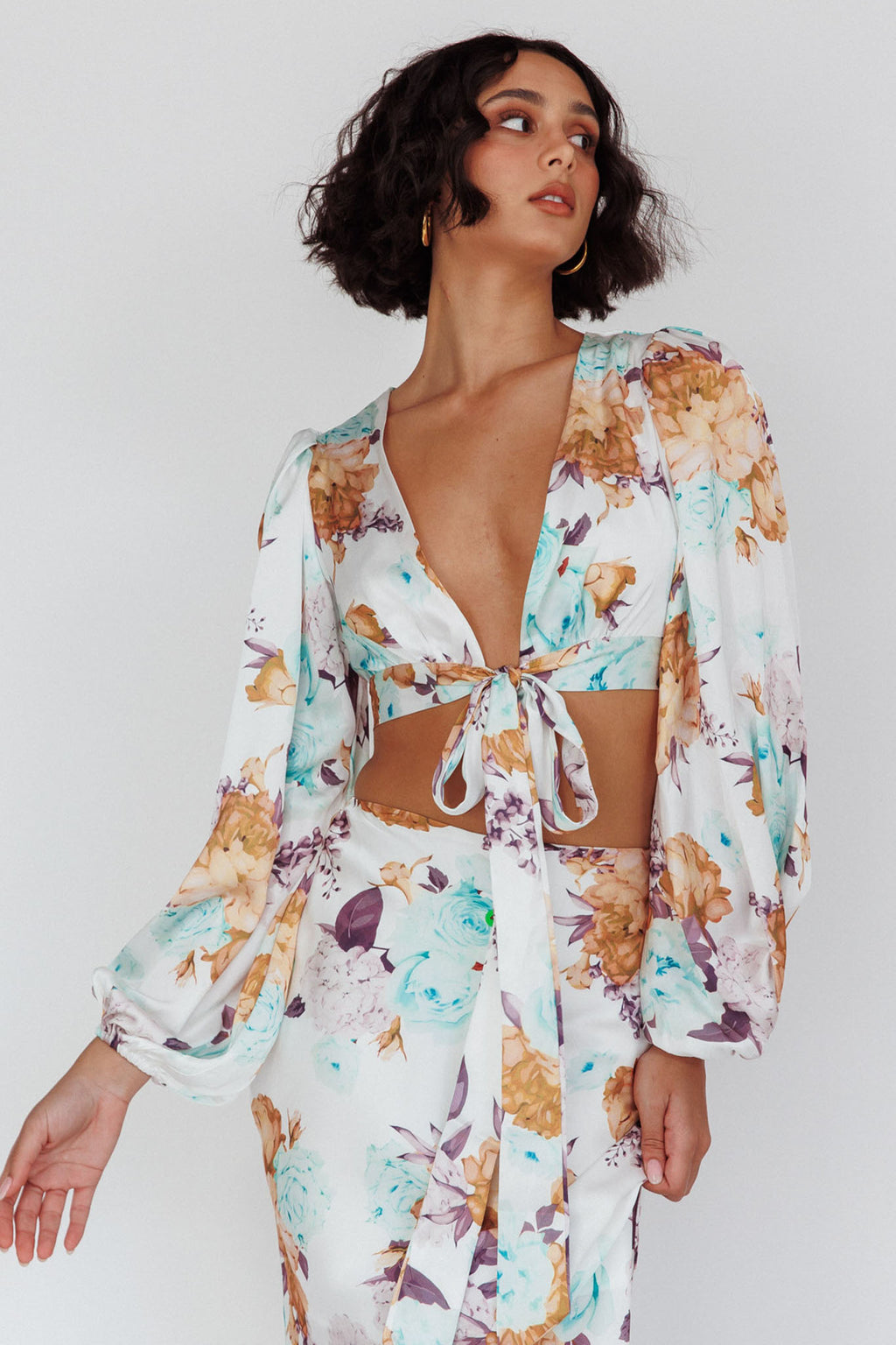 Meet Me In Fiji Tied Top Floral Yellow by Selfie Leslie Australia