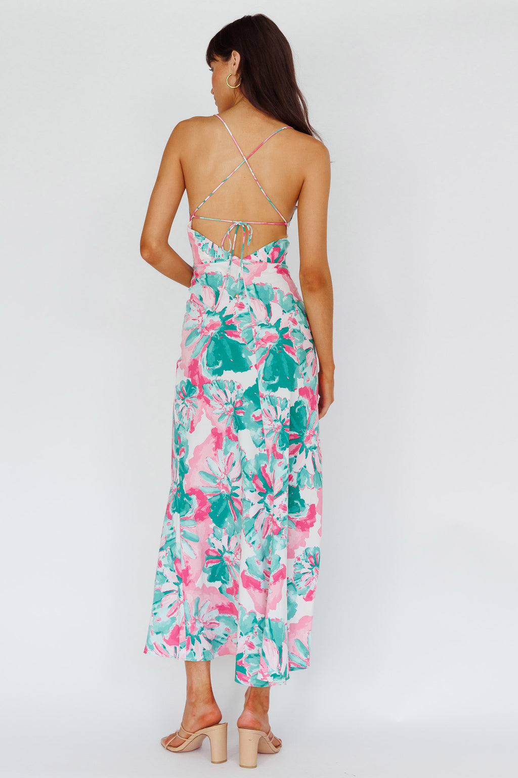 Alora Tie-Up Back Maxi Dress Flower Green by Selfie Leslie Australia