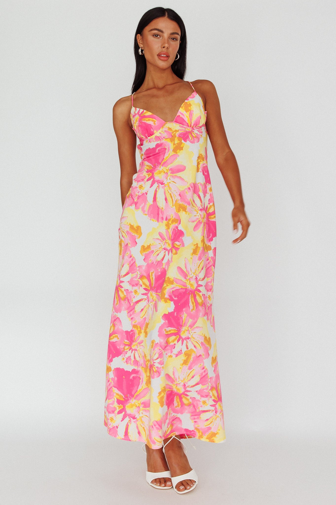 Alora Tie-Up Back Maxi Dress Flower Pink by Selfie Leslie Australia