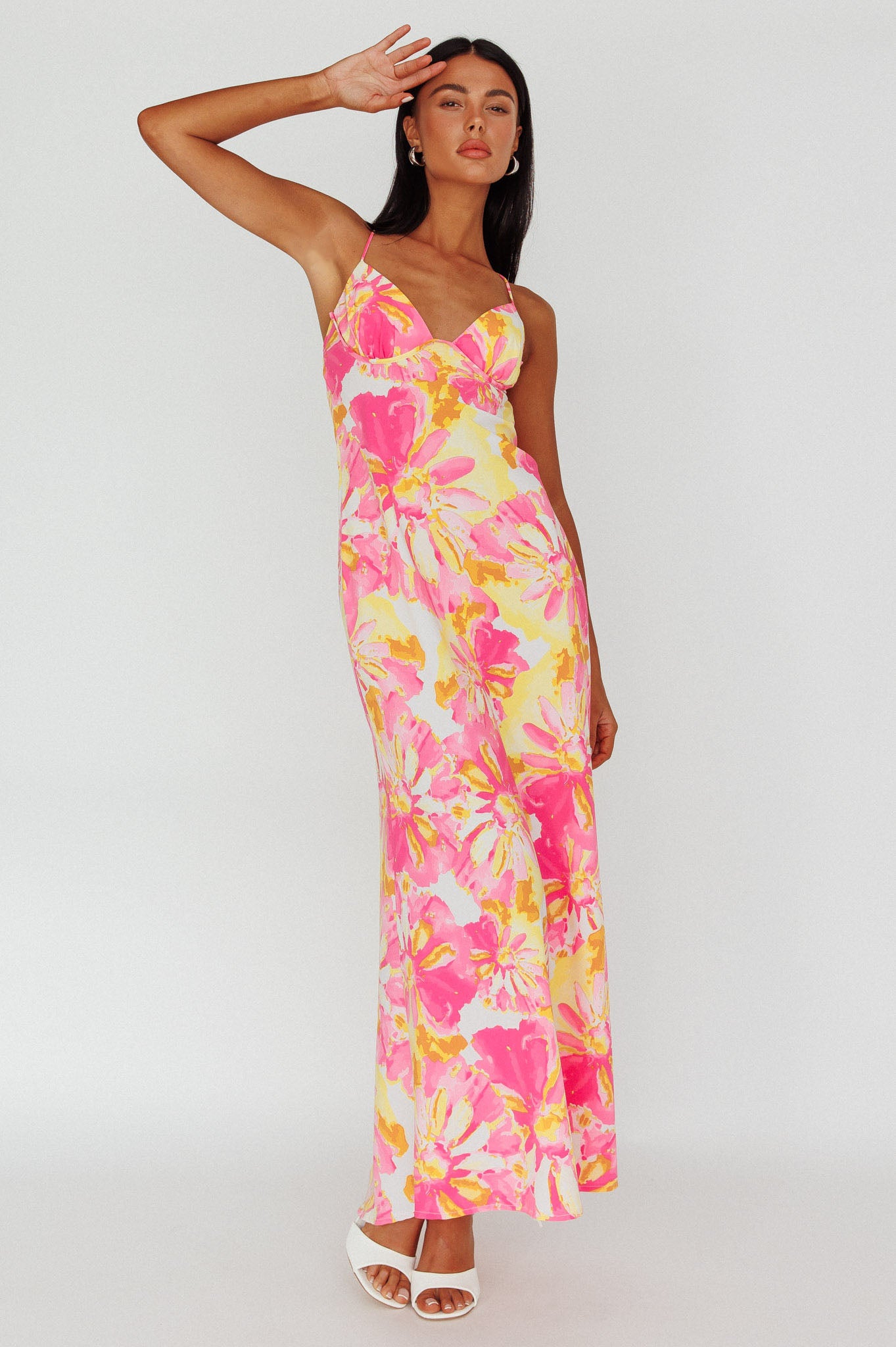 Alora Tie-Up Back Maxi Dress Flower Pink by Selfie Leslie Australia