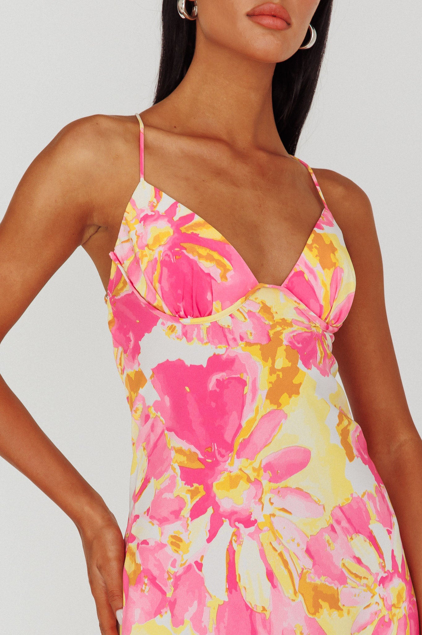 Alora Tie-Up Back Maxi Dress Flower Pink by Selfie Leslie Australia