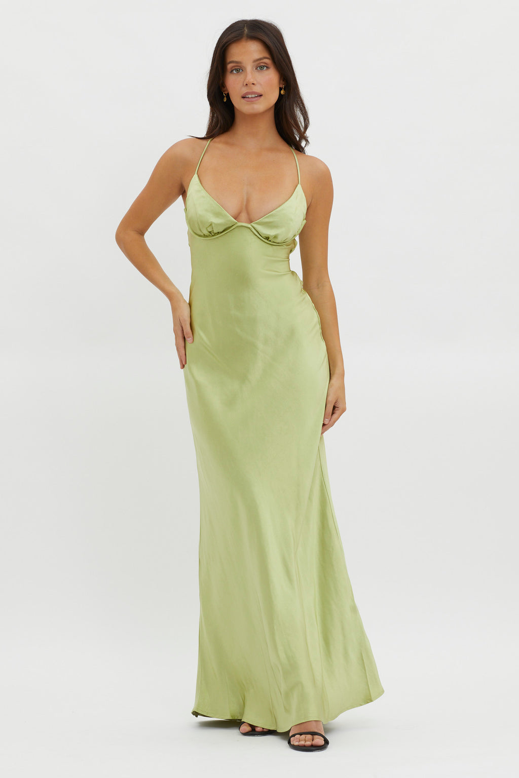 Alora Tie-Up Back Maxi Dress Olive by Selfie Leslie Australia