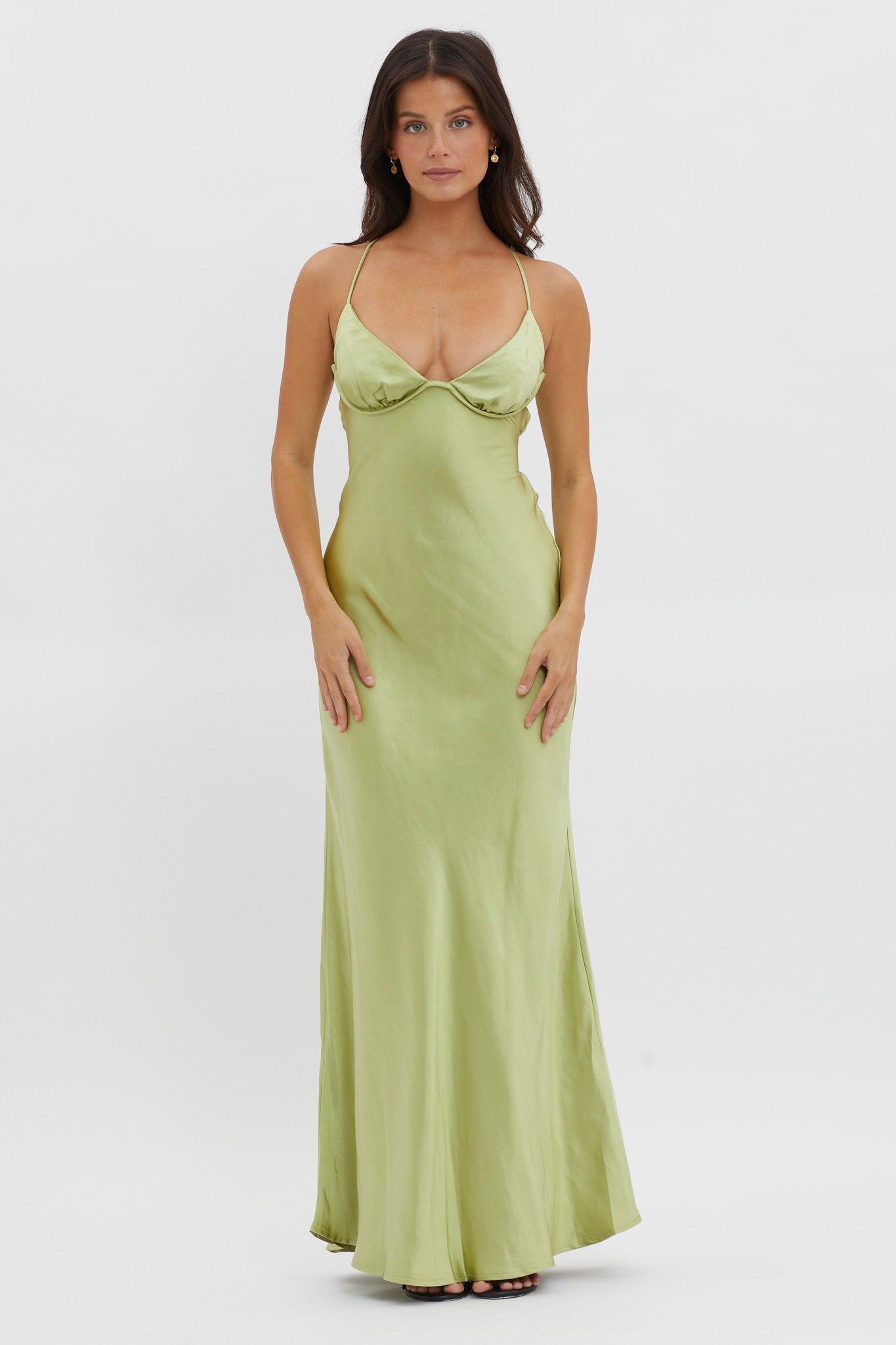 Alora Tie-Up Back Maxi Dress Olive by Selfie Leslie Australia