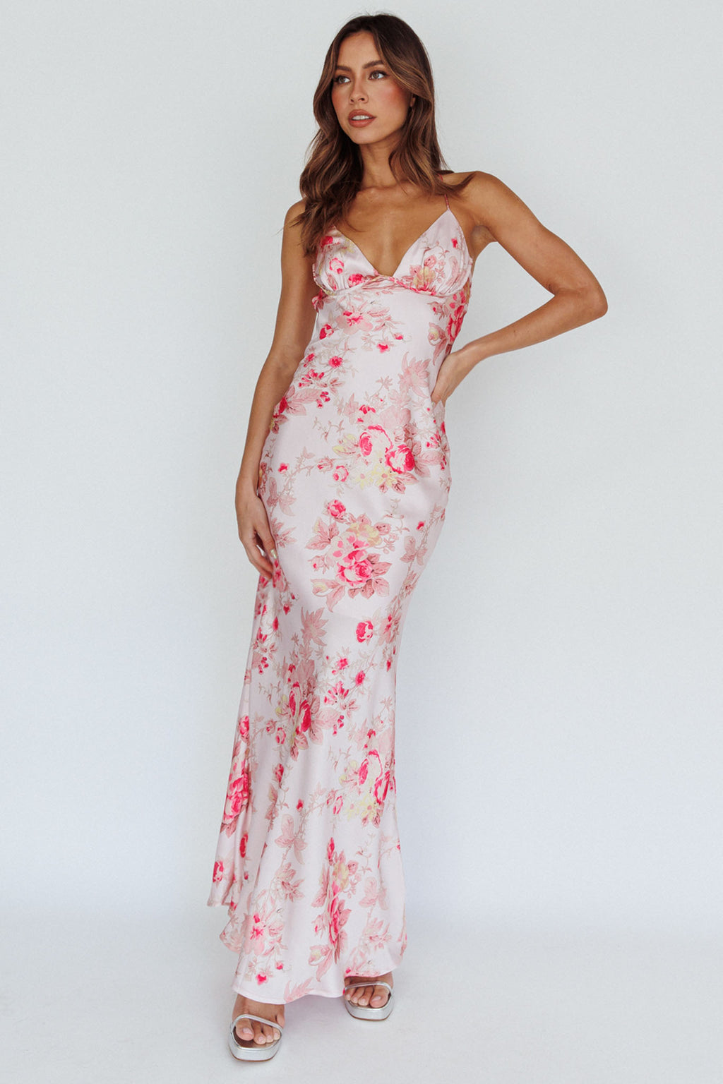 Alora Tie-Up Back Maxi Dress Floral Pink by Selfie Leslie Australia