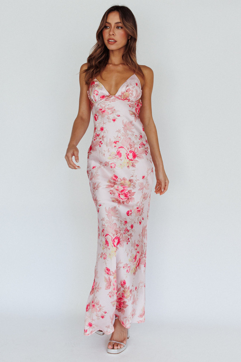 Alora Tie-Up Back Maxi Dress Floral Pink by Selfie Leslie Australia