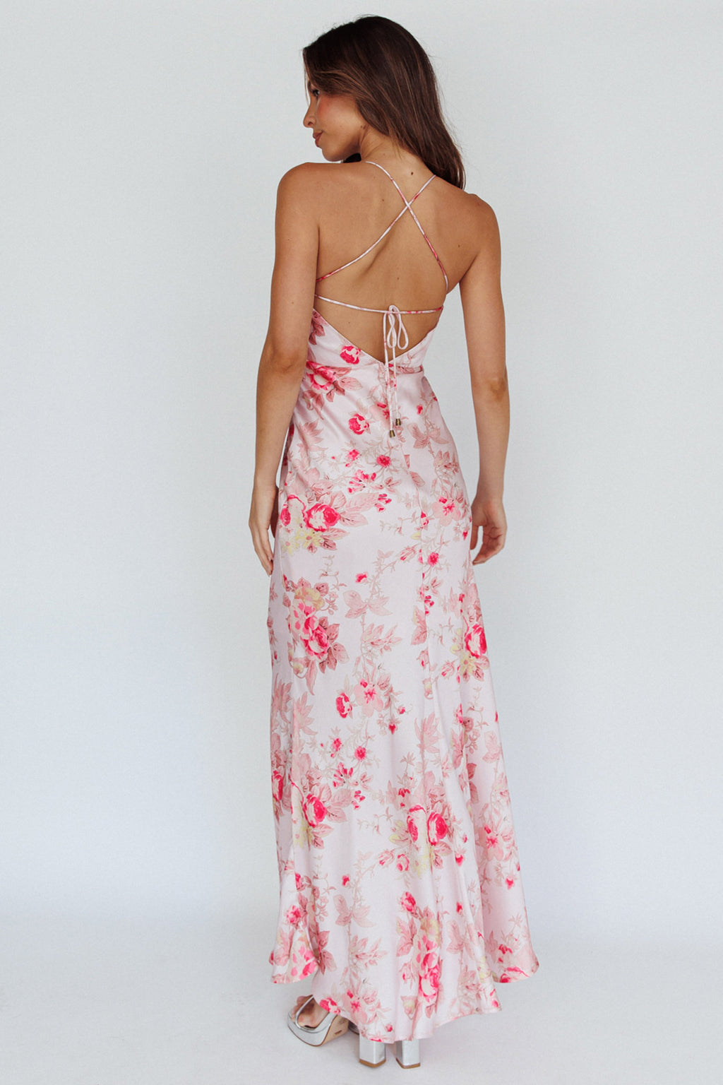 Alora Tie-Up Back Maxi Dress Floral Pink by Selfie Leslie Australia