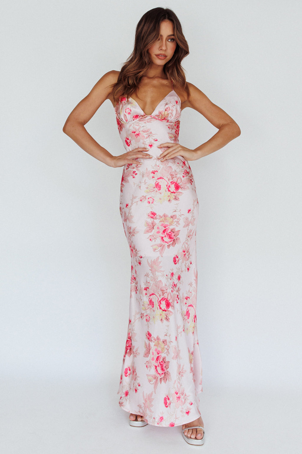 Alora Tie-Up Back Maxi Dress Floral Pink by Selfie Leslie Australia