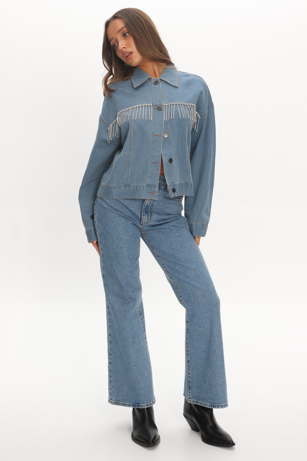 Rodeo Diamante Jacket Washed Blue by Selfie Leslie Australia