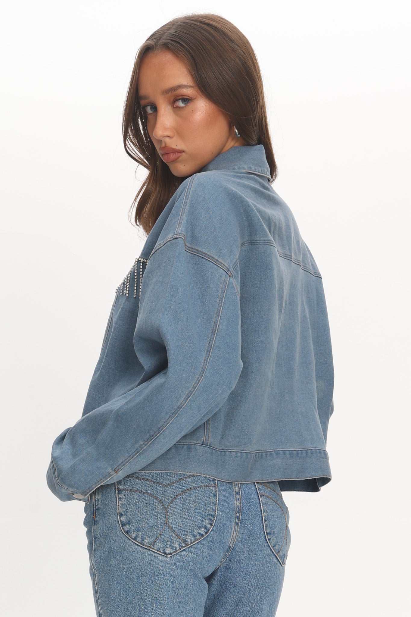 Rodeo Diamante Jacket Washed Blue by Selfie Leslie Australia