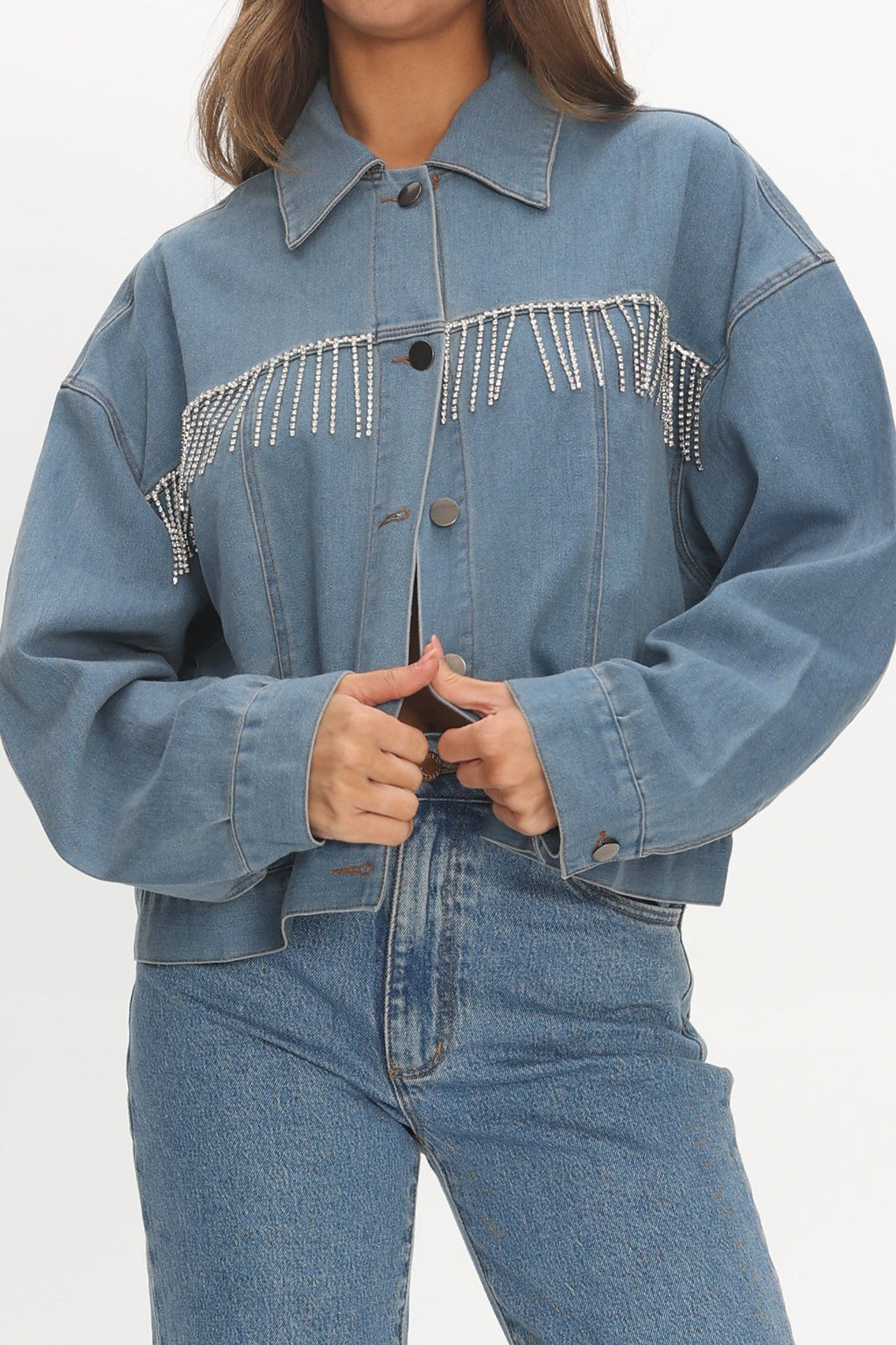 Rodeo Diamante Jacket Washed Blue by Selfie Leslie Australia