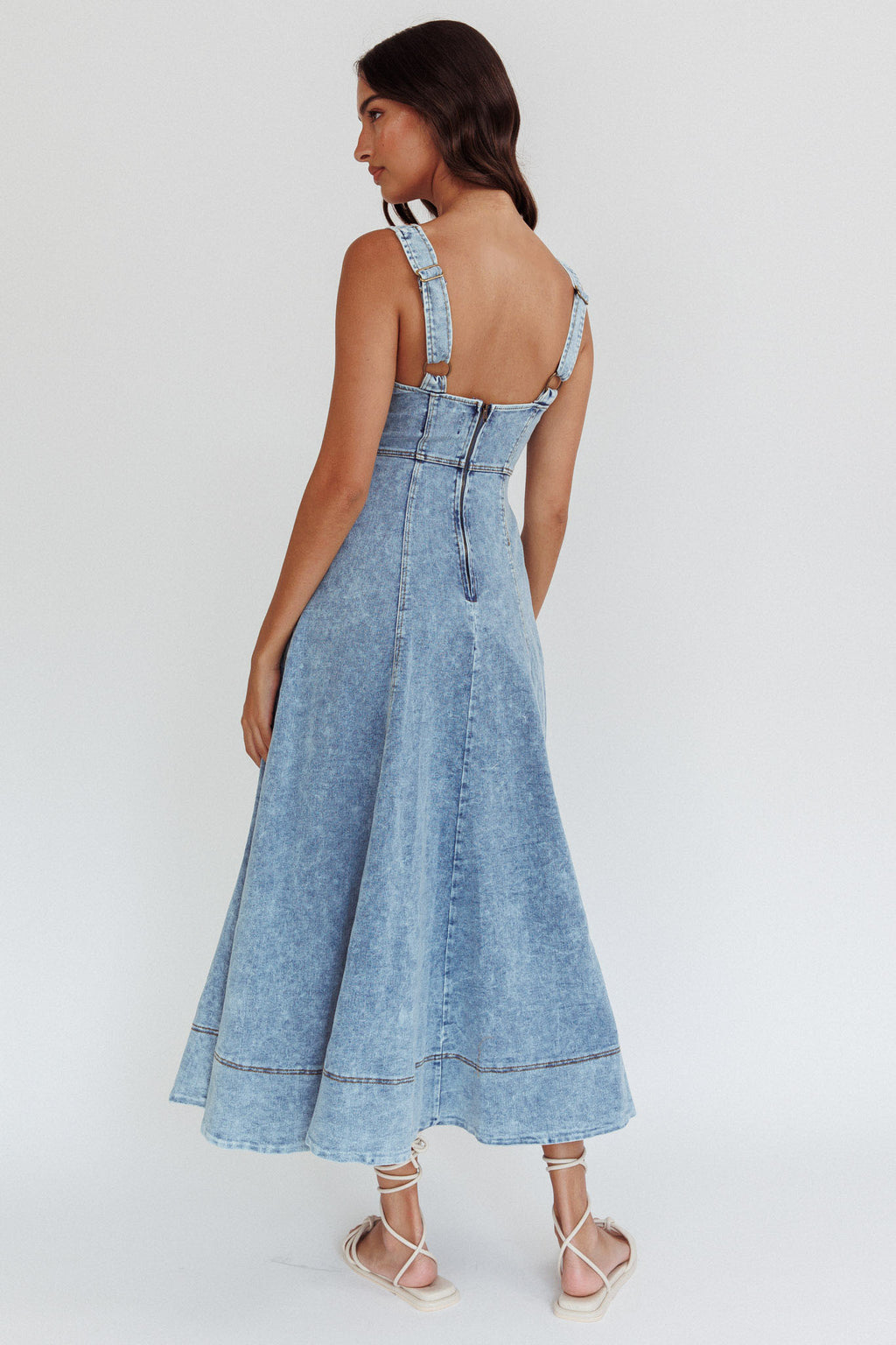 Ellora Side Pocket Midi Dress Denim Blue by Selfie Leslie Australia