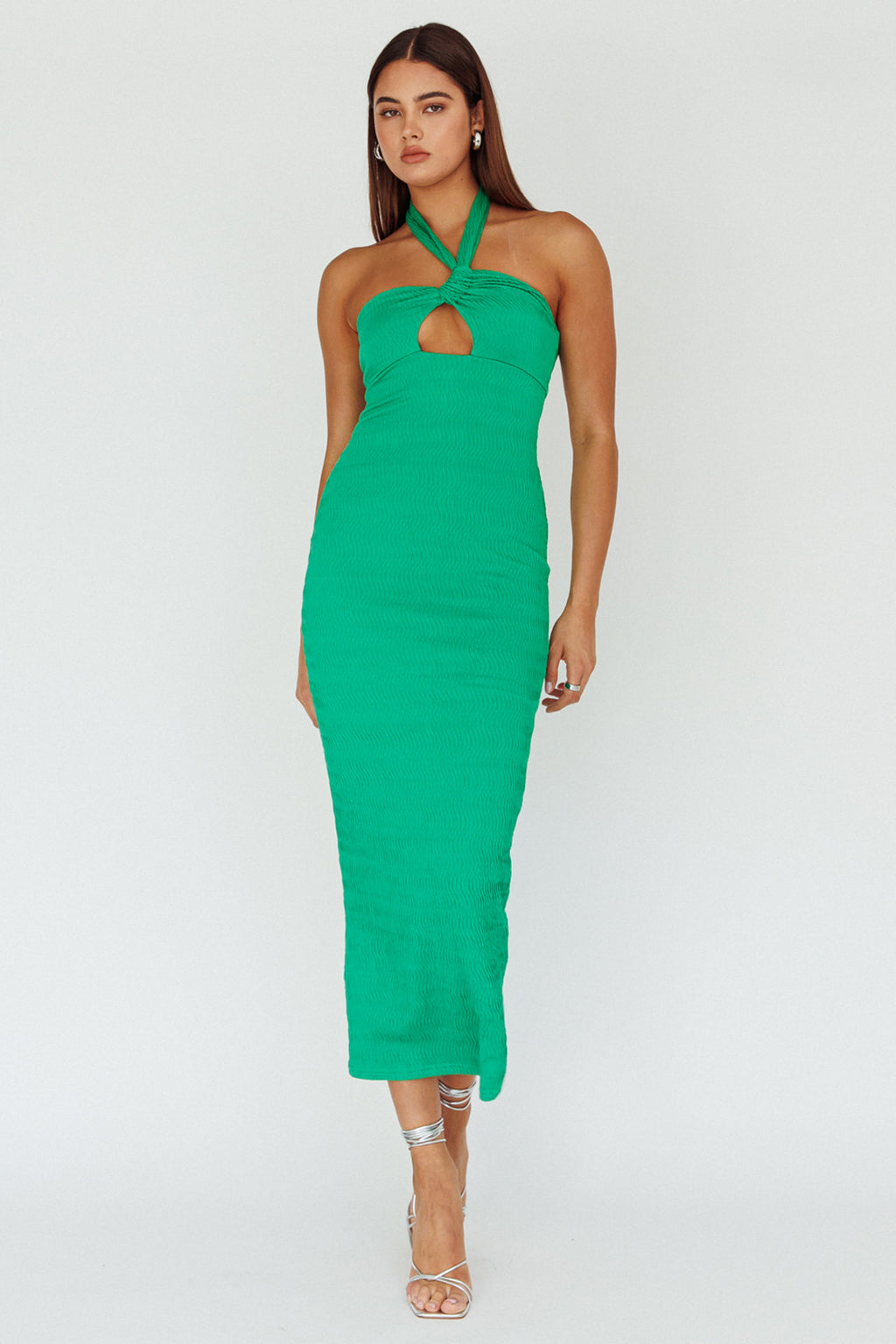 Mari Halterneck Midi Dress Green by Selfie Leslie Australia