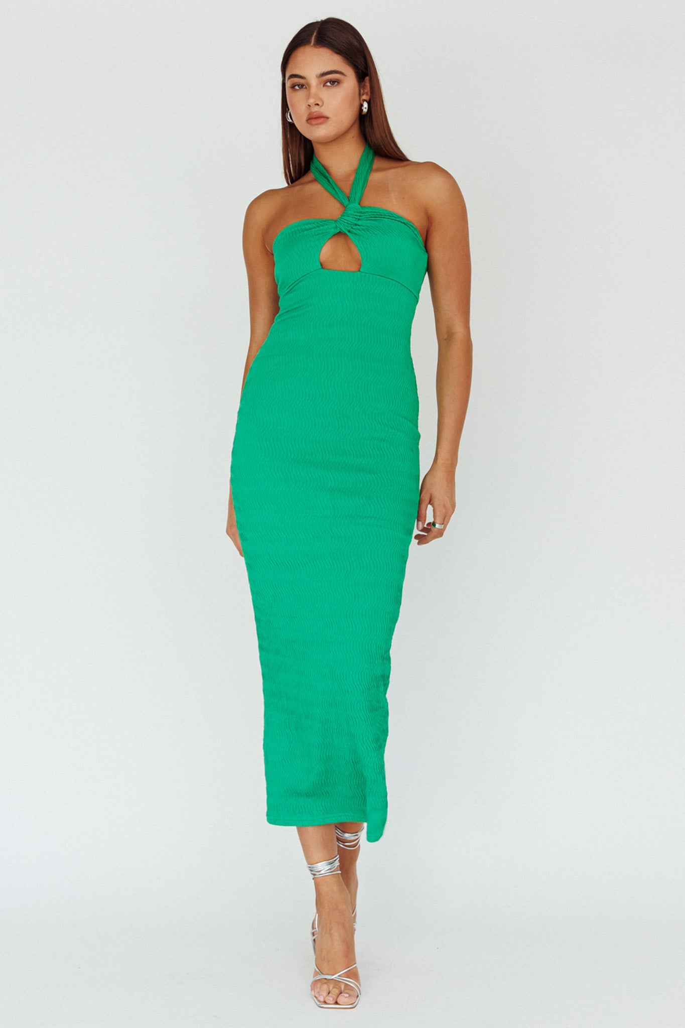 Mari Halterneck Midi Dress Green by Selfie Leslie Australia