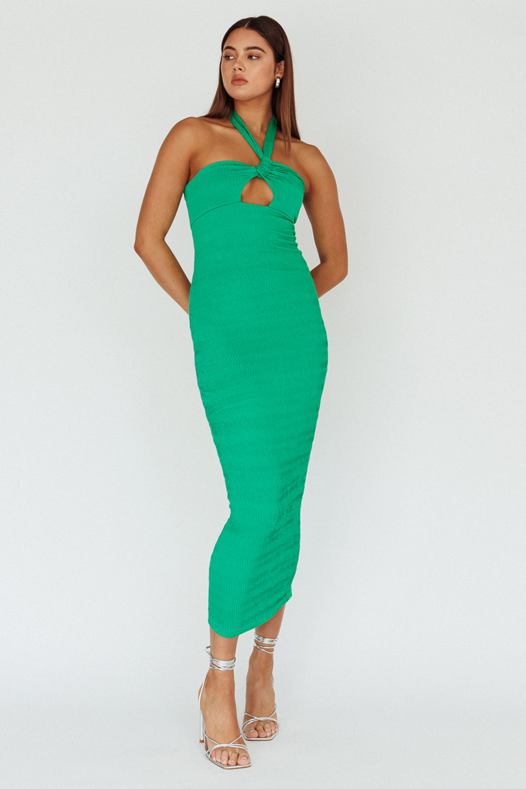 Mari Halterneck Midi Dress Green by Selfie Leslie Australia