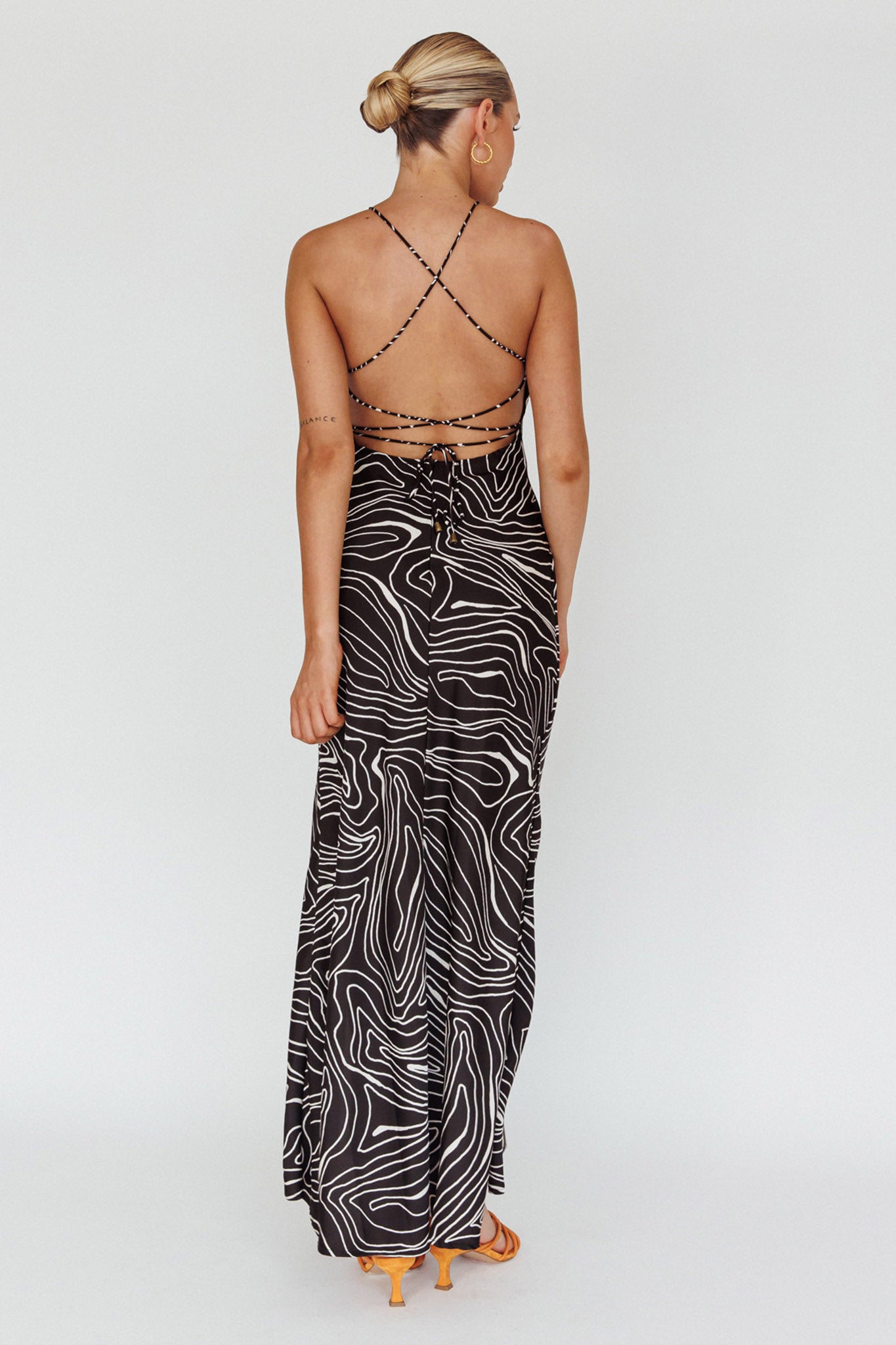 Onella Halterneck Laced Back Maxi Dress Ripple Black by Selfie Leslie Australia
