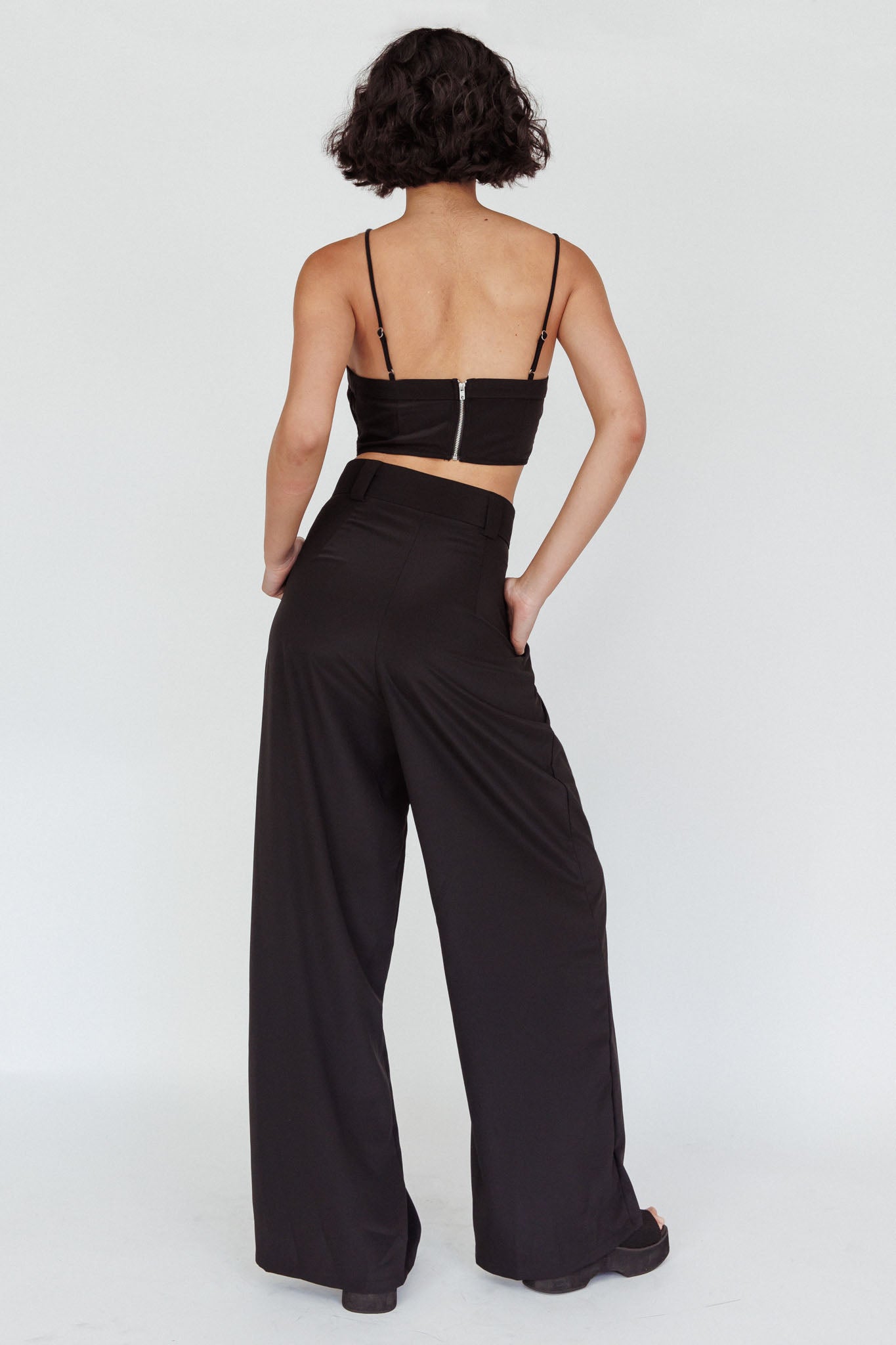 Regal Wide-Leg Mid Rise Pants Black by Selfie Leslie Australia