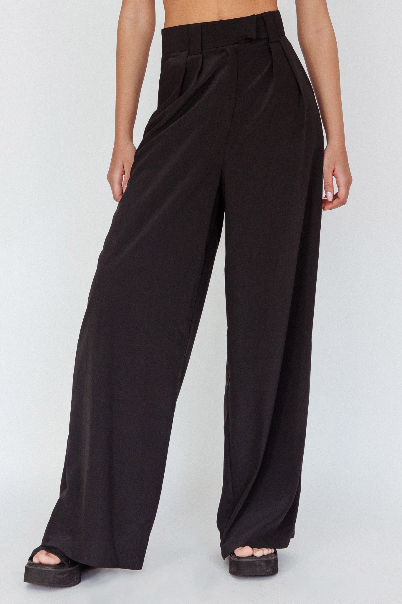 Regal Wide-Leg Mid Rise Pants Black by Selfie Leslie Australia