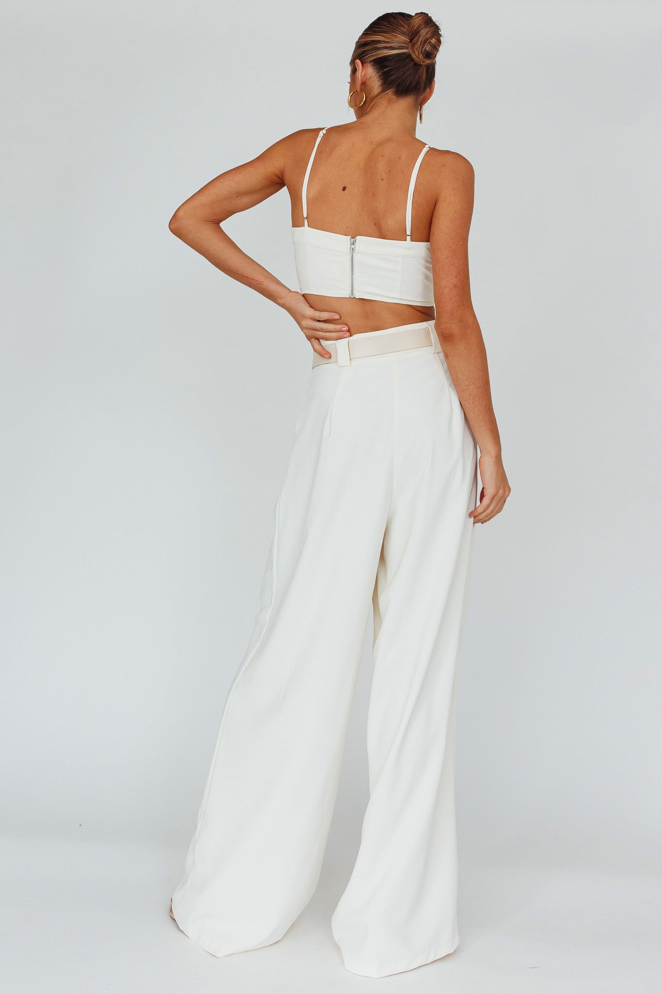Regal Wide-Leg Mid Rise Pants Cream by Selfie Leslie Australia