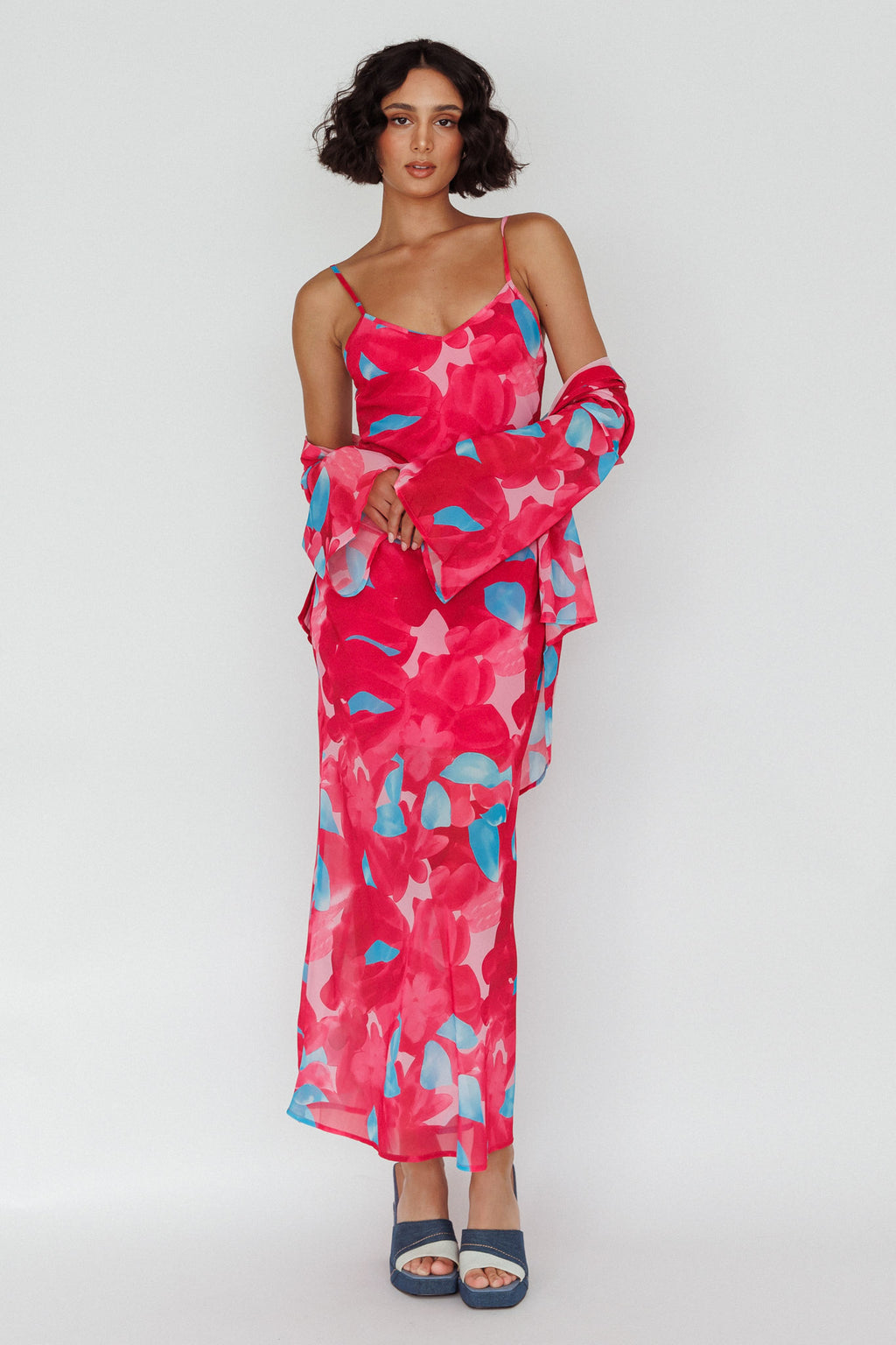 Stasi Cami Strap Midi Dress Floral Pink by Selfie Leslie Australia