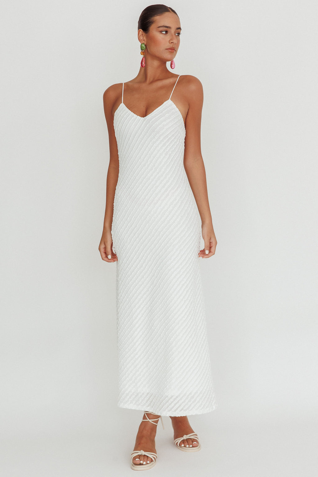 Stasi Textured Maxi Dress White by Selfie Leslie Australia