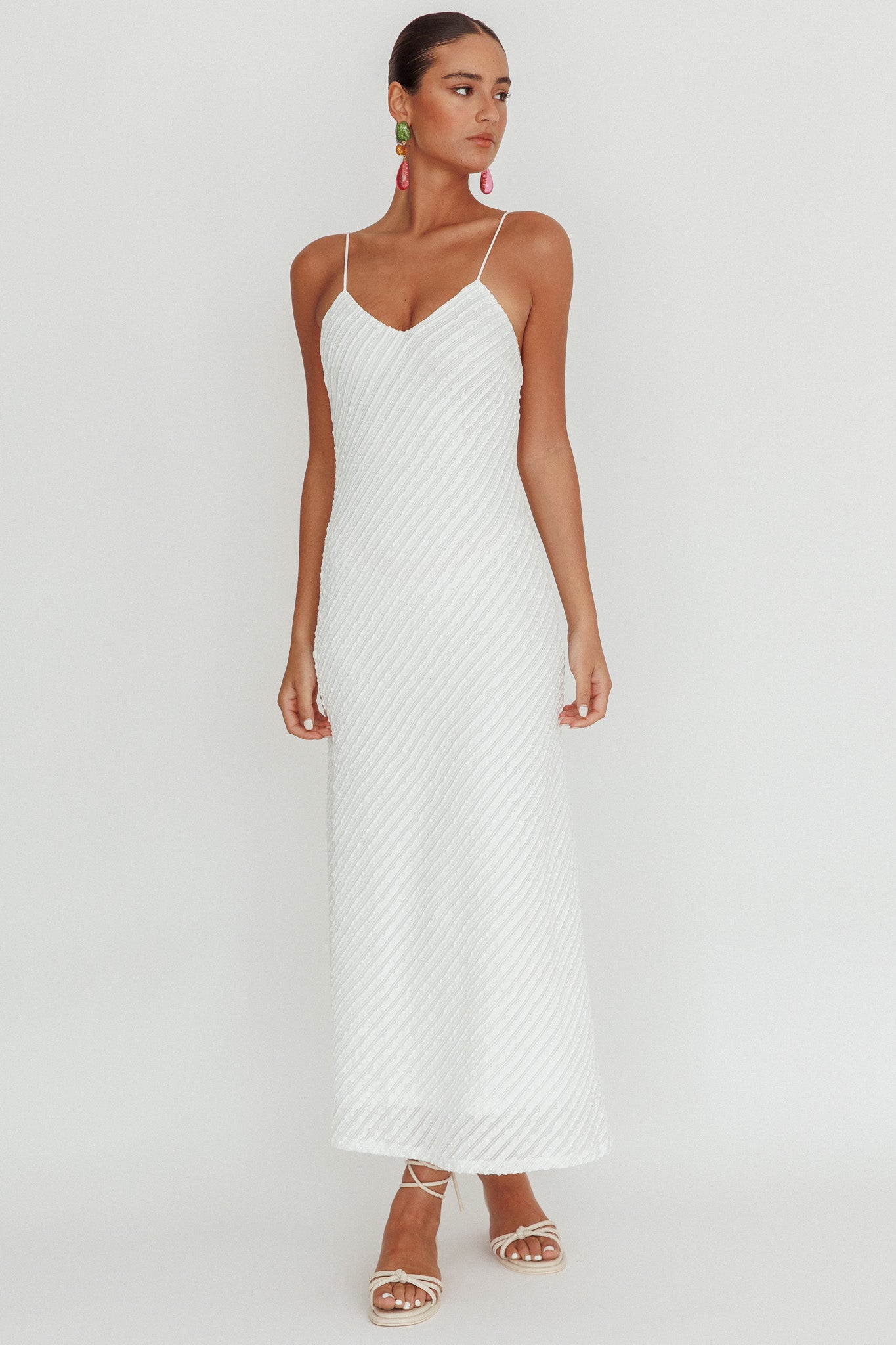 Stasi Textured Maxi Dress White by Selfie Leslie Australia