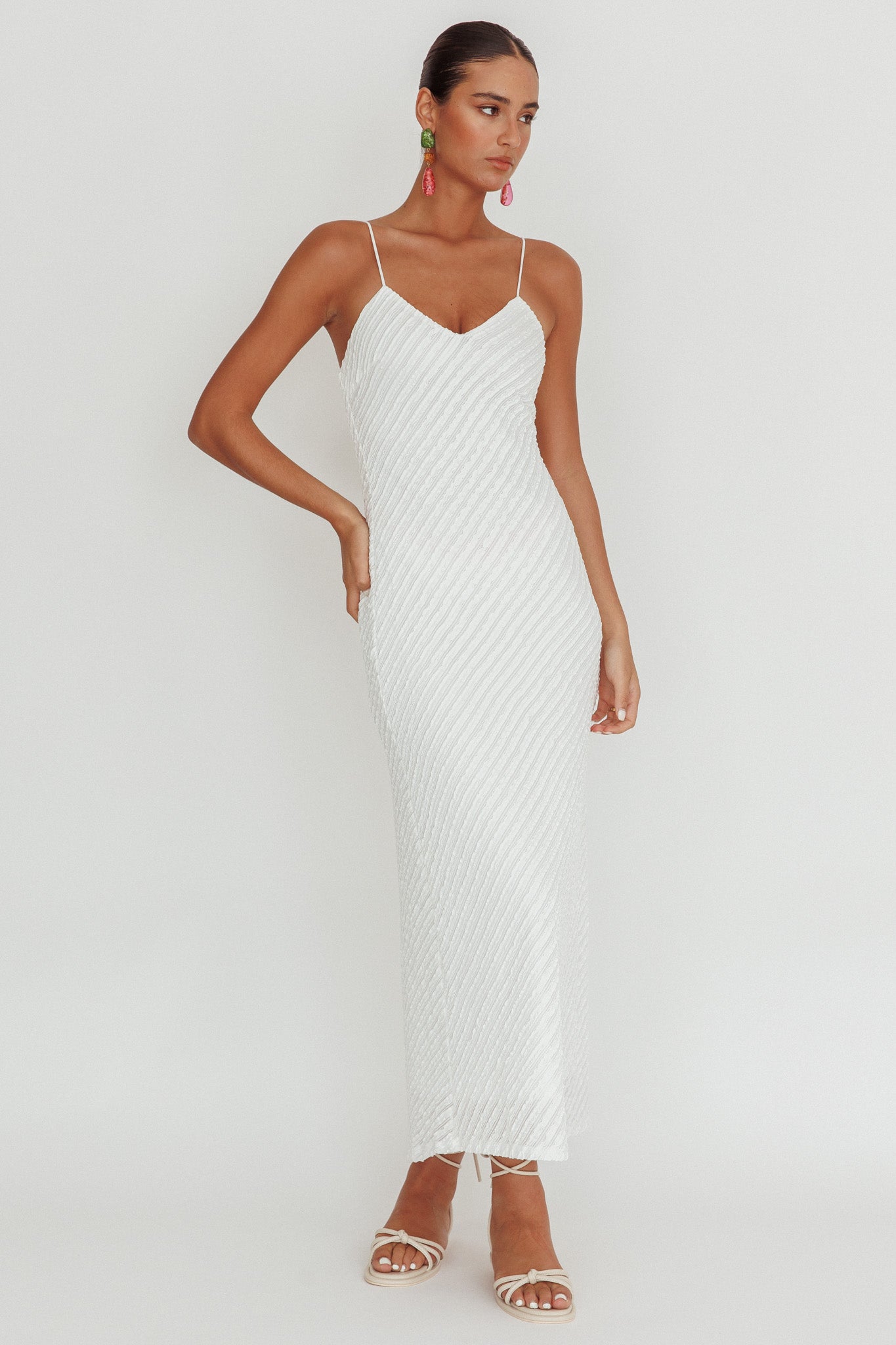 Stasi Textured Maxi Dress White by Selfie Leslie Australia