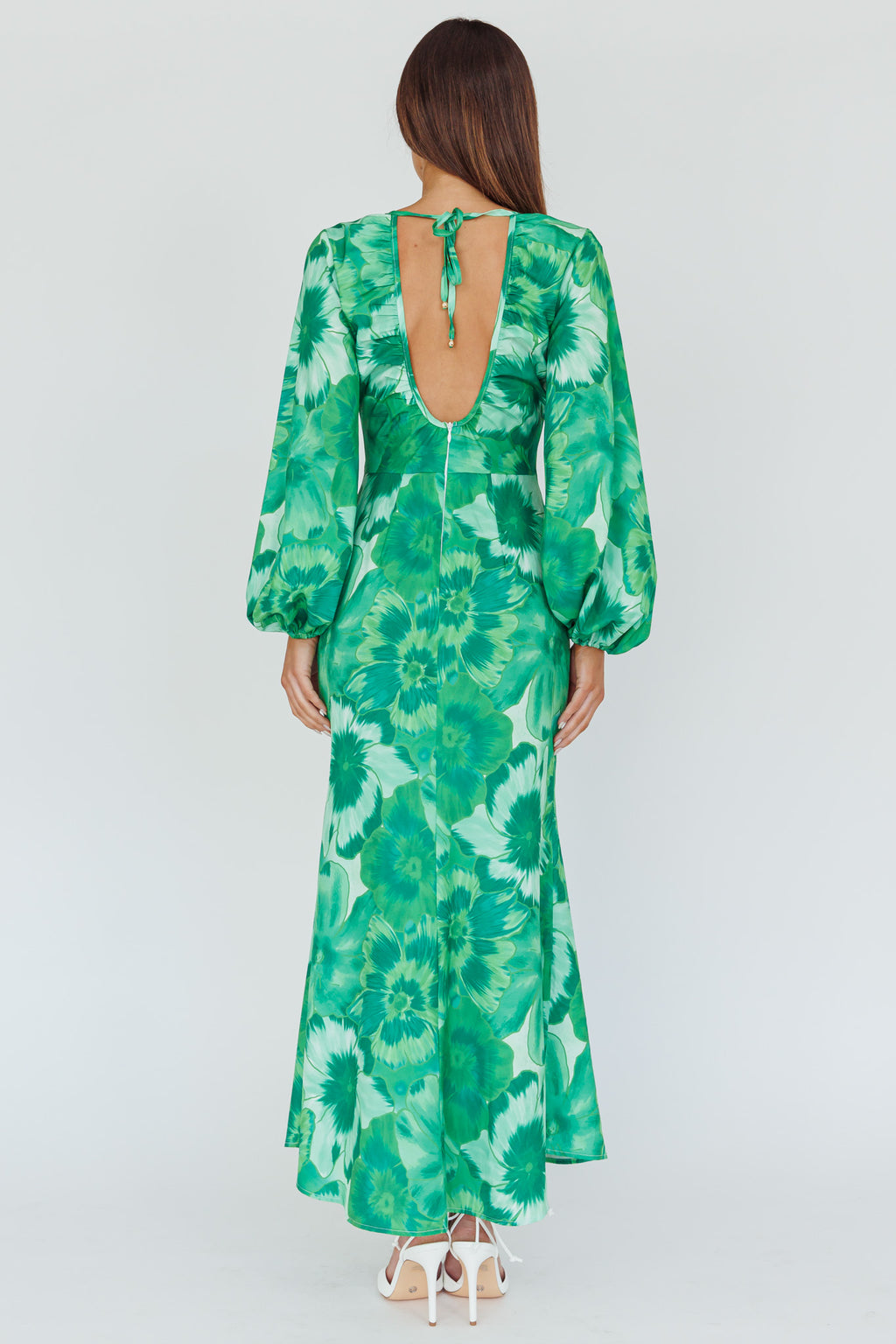 Yessica Balloon Sleeve Midi Dress Floral Green by Selfie Leslie Australia