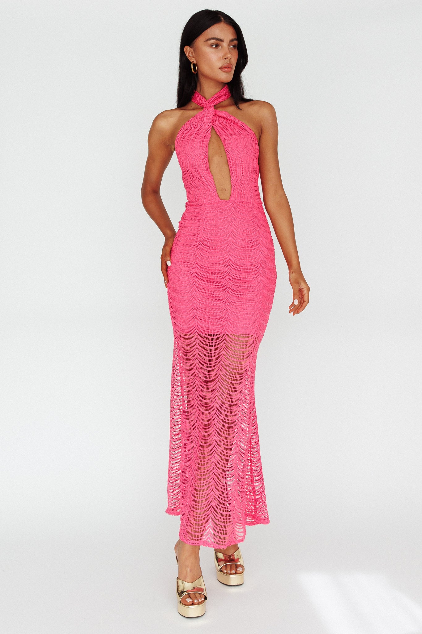Costa Halterneck Midi Dress Pink by Selfie Leslie Australia