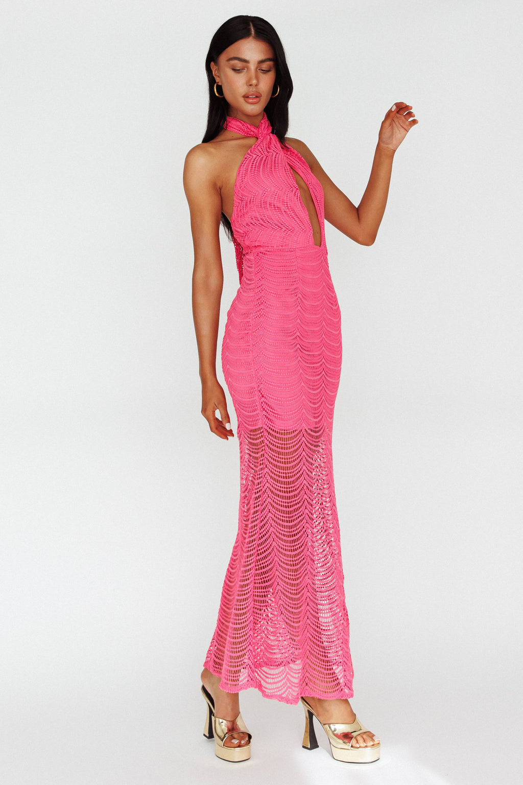 Costa Halterneck Midi Dress Pink by Selfie Leslie Australia