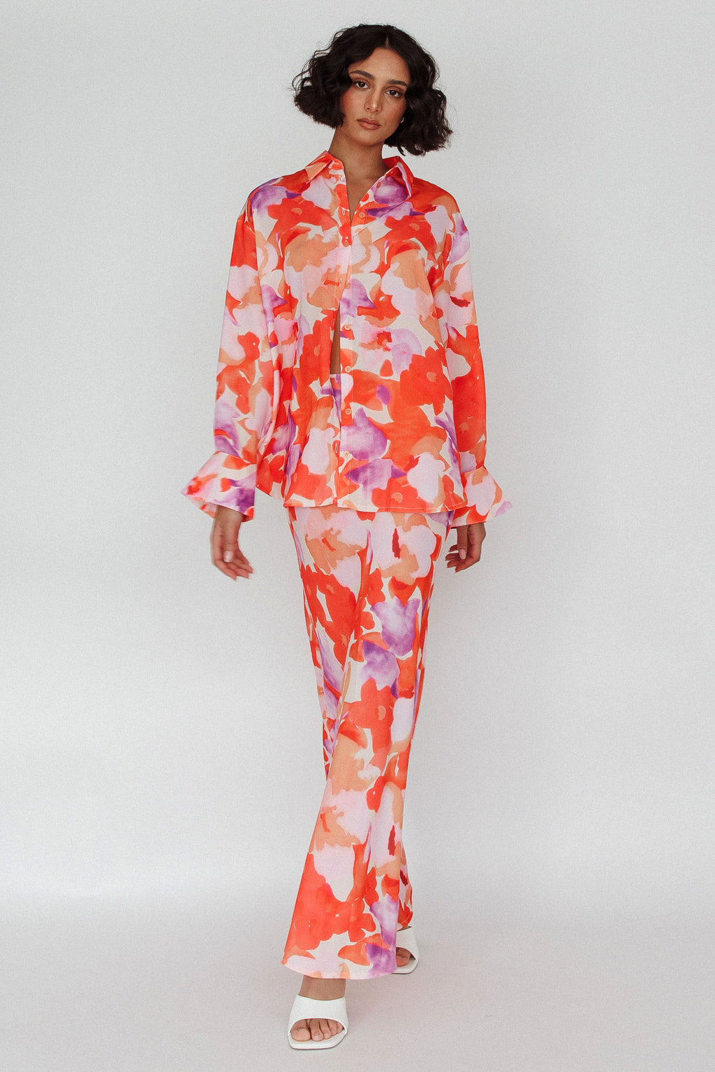 Vacation Midi Skirt Floral Orange/Purple by Selfie Leslie Australia