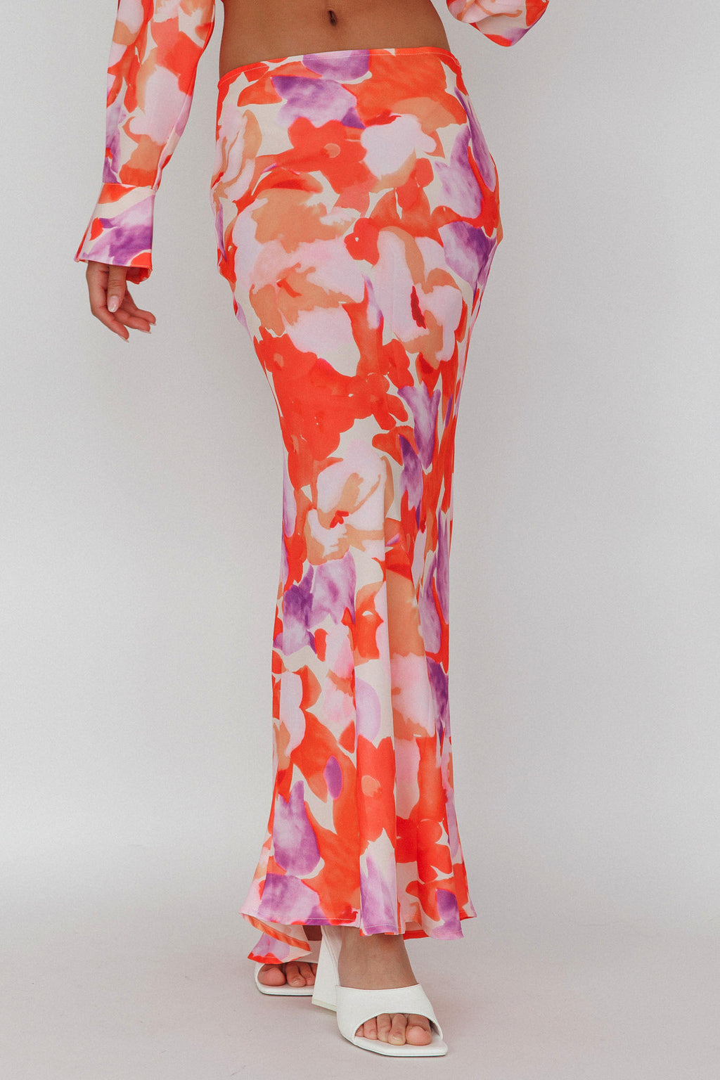 Vacation Midi Skirt Floral Orange/Purple by Selfie Leslie Australia