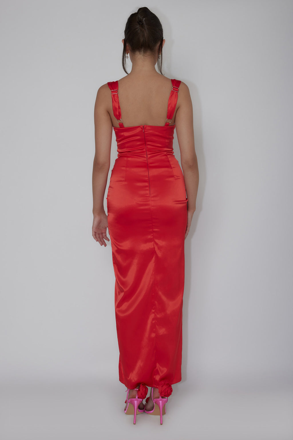 Poser Sequin Bust Split Maxi Dress Red by Selfie Leslie Australia
