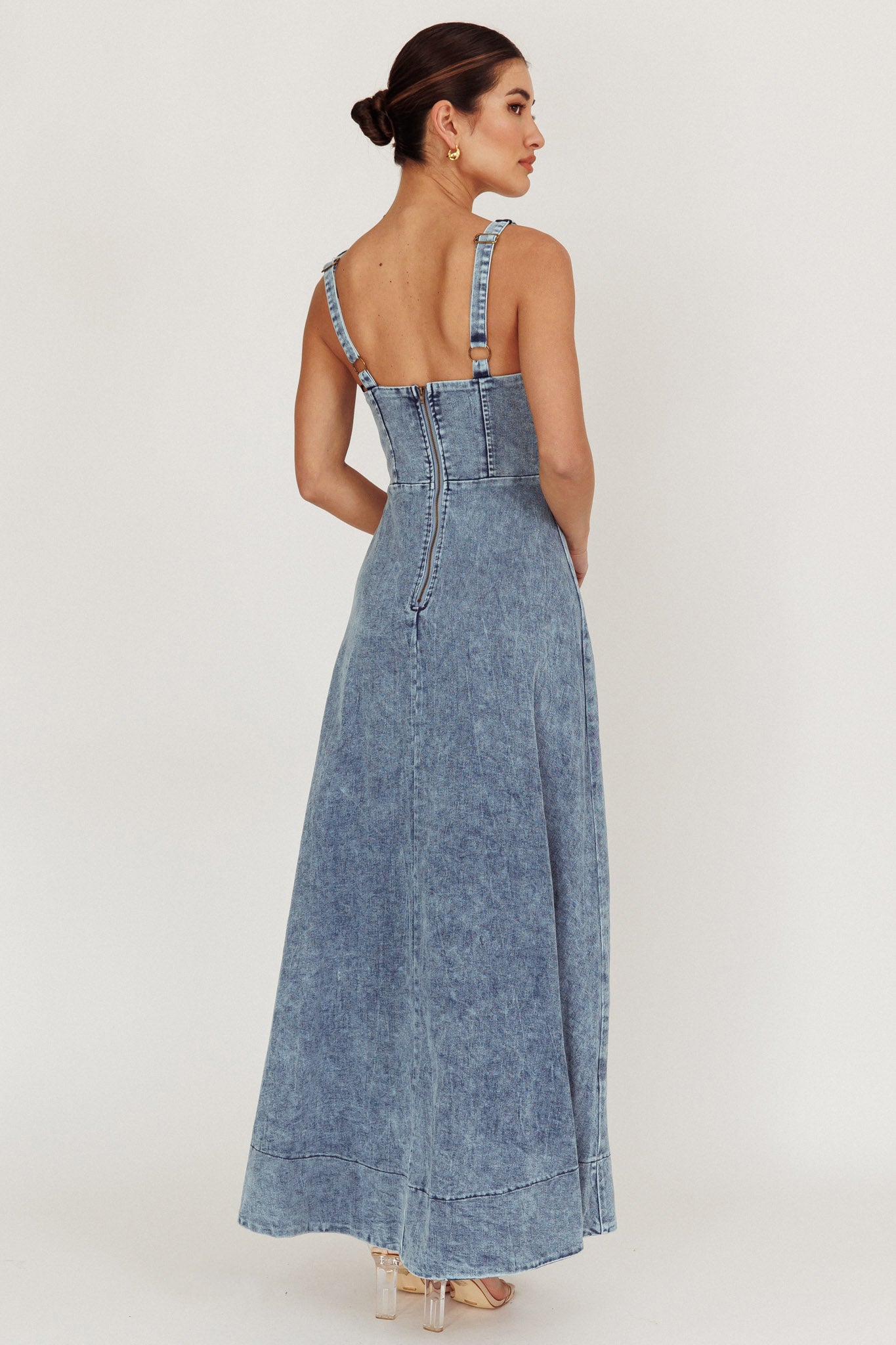 Talissa A-Line Maxi Denim Dress Blue by Selfie Leslie Australia