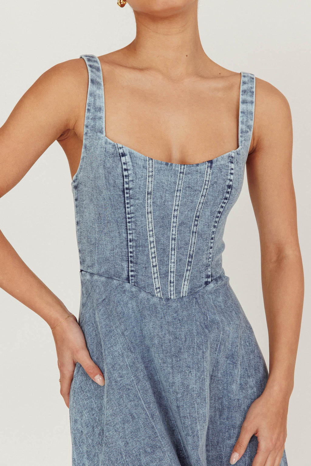 Talissa A-Line Maxi Denim Dress Blue by Selfie Leslie Australia