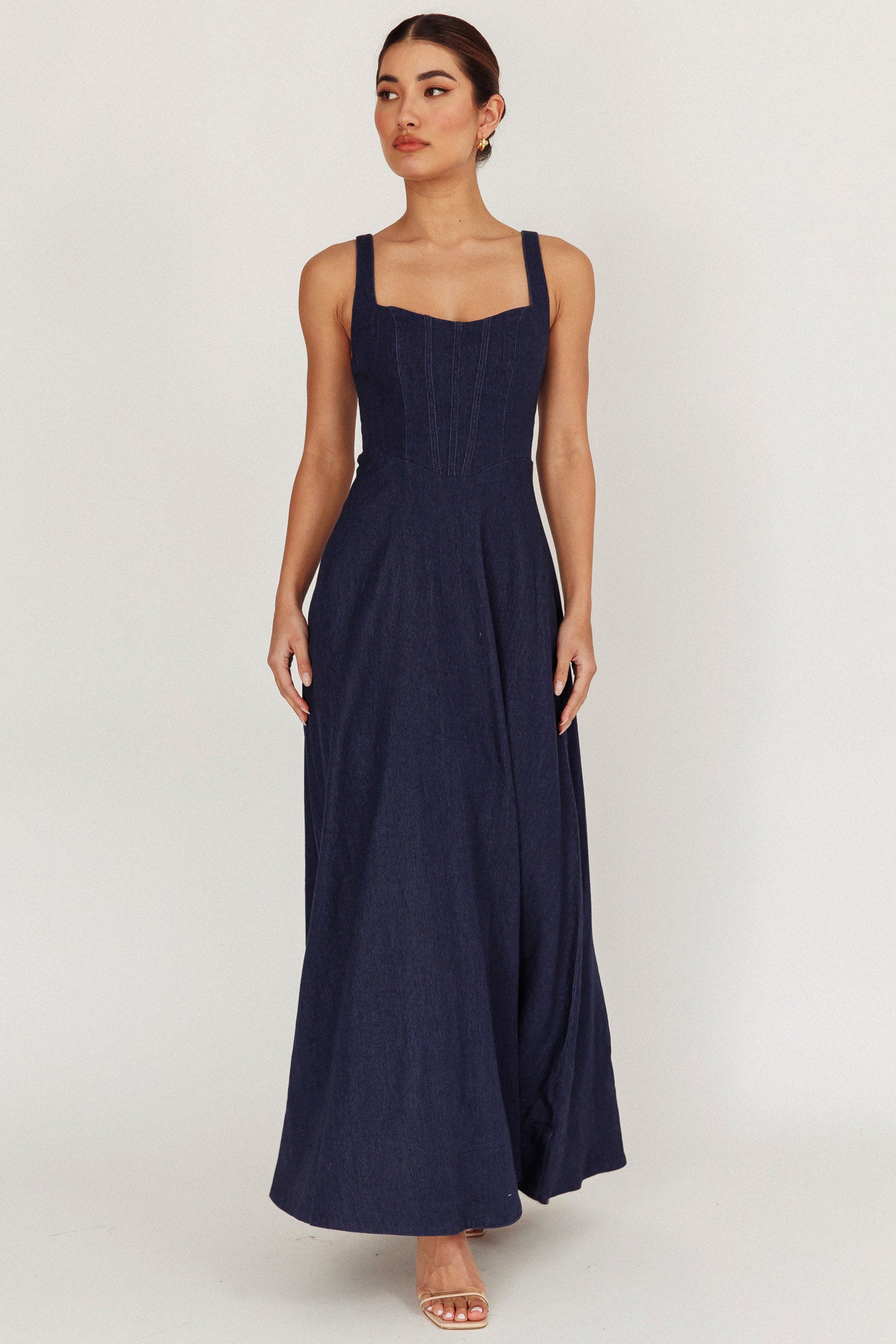 Talissa A-Line Maxi Denim Dress Indigo by Selfie Leslie Australia