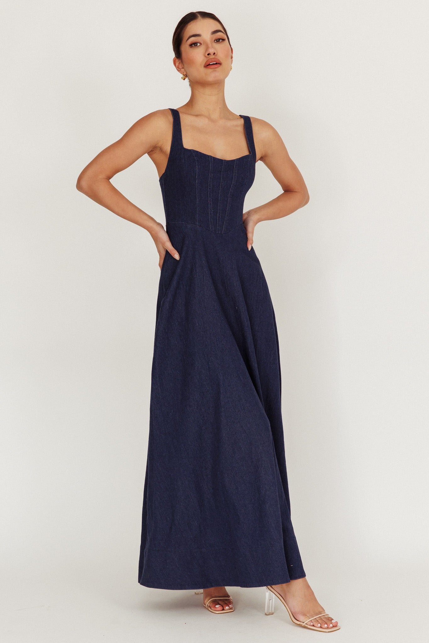 Talissa A-Line Maxi Denim Dress Indigo by Selfie Leslie Australia