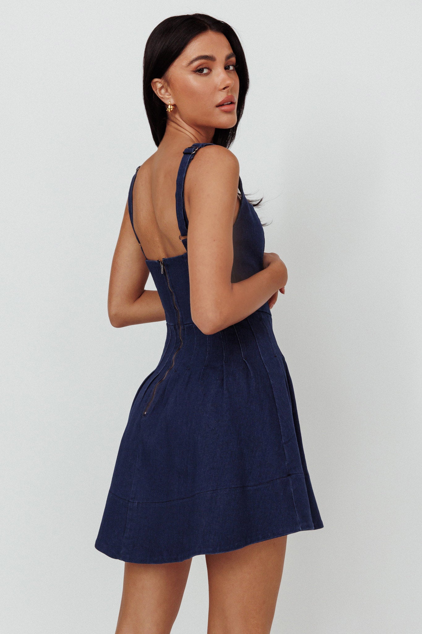 Talisa Pintuck Pleat Waist Mini Skirt Dark Blue by Selfie Leslie Australia