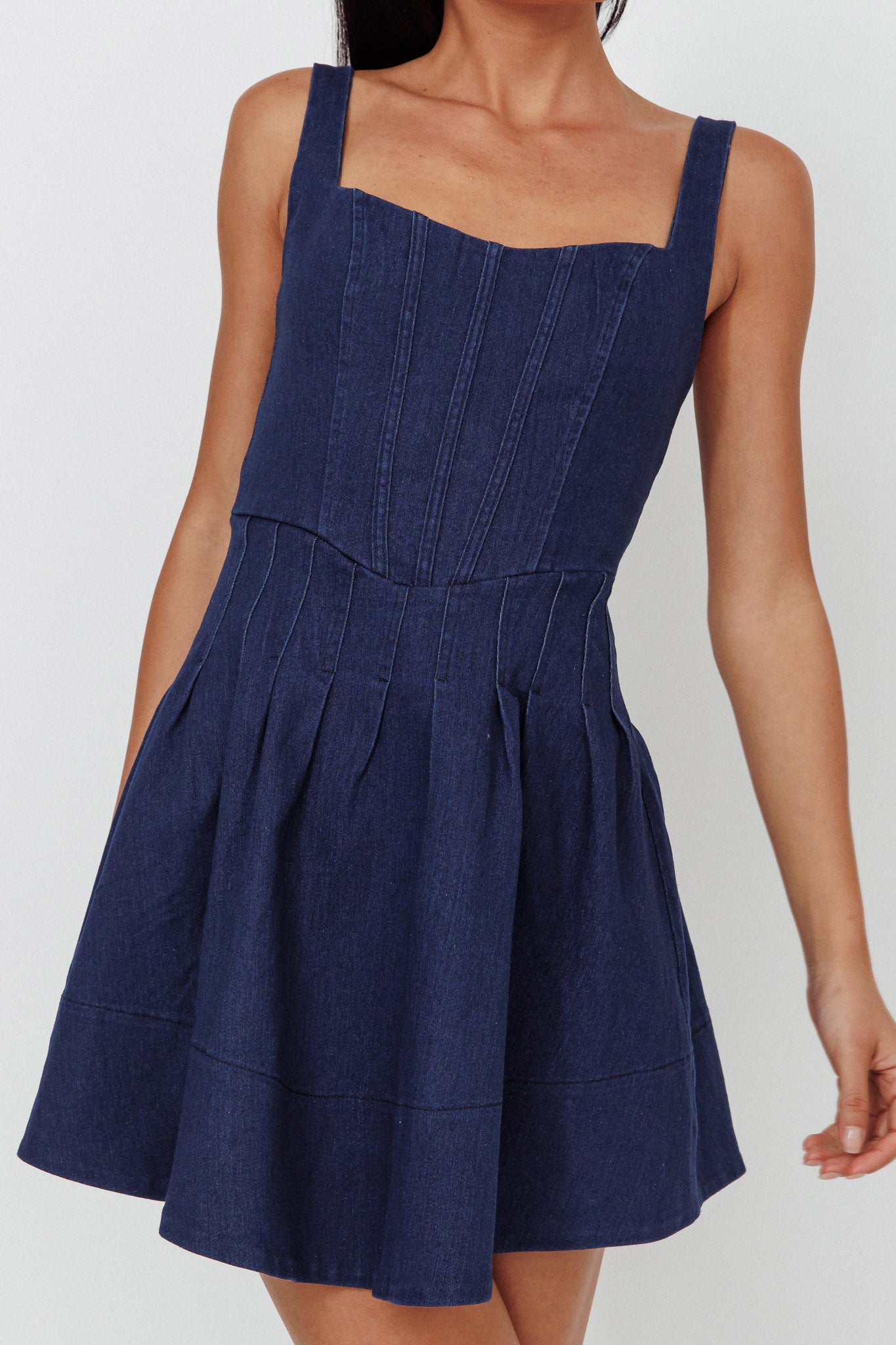 Talisa Pintuck Pleat Waist Mini Skirt Dark Blue by Selfie Leslie Australia