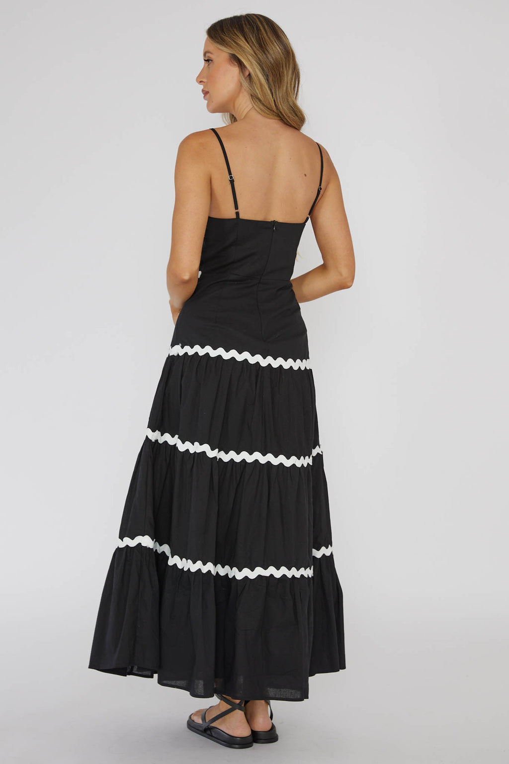 Confidante Ric Rac Trim Maxi Dress Black by Selfie Leslie Australia