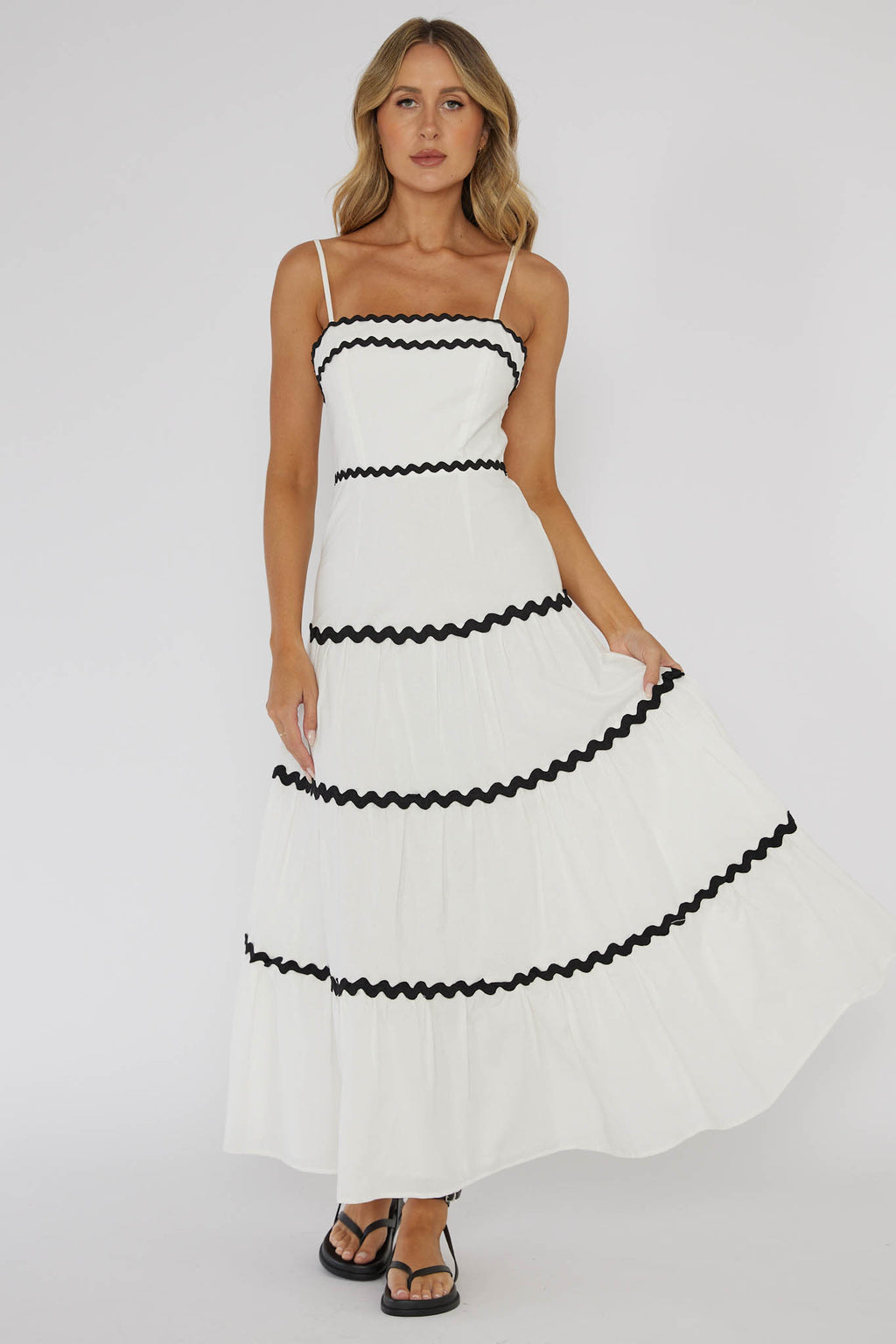 Confidante Ric Rac Trim Maxi Dress White by Selfie Leslie Australia