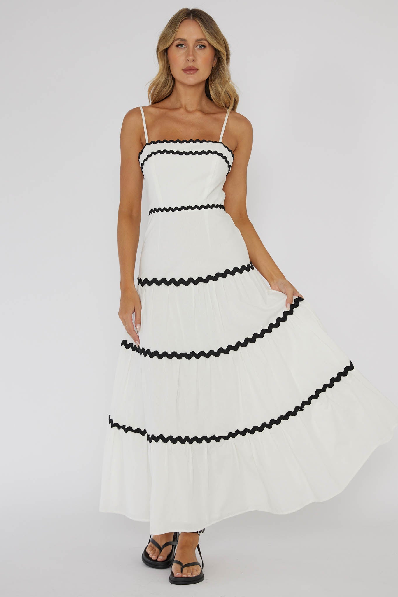 Confidante Ric Rac Trim Maxi Dress White by Selfie Leslie Australia